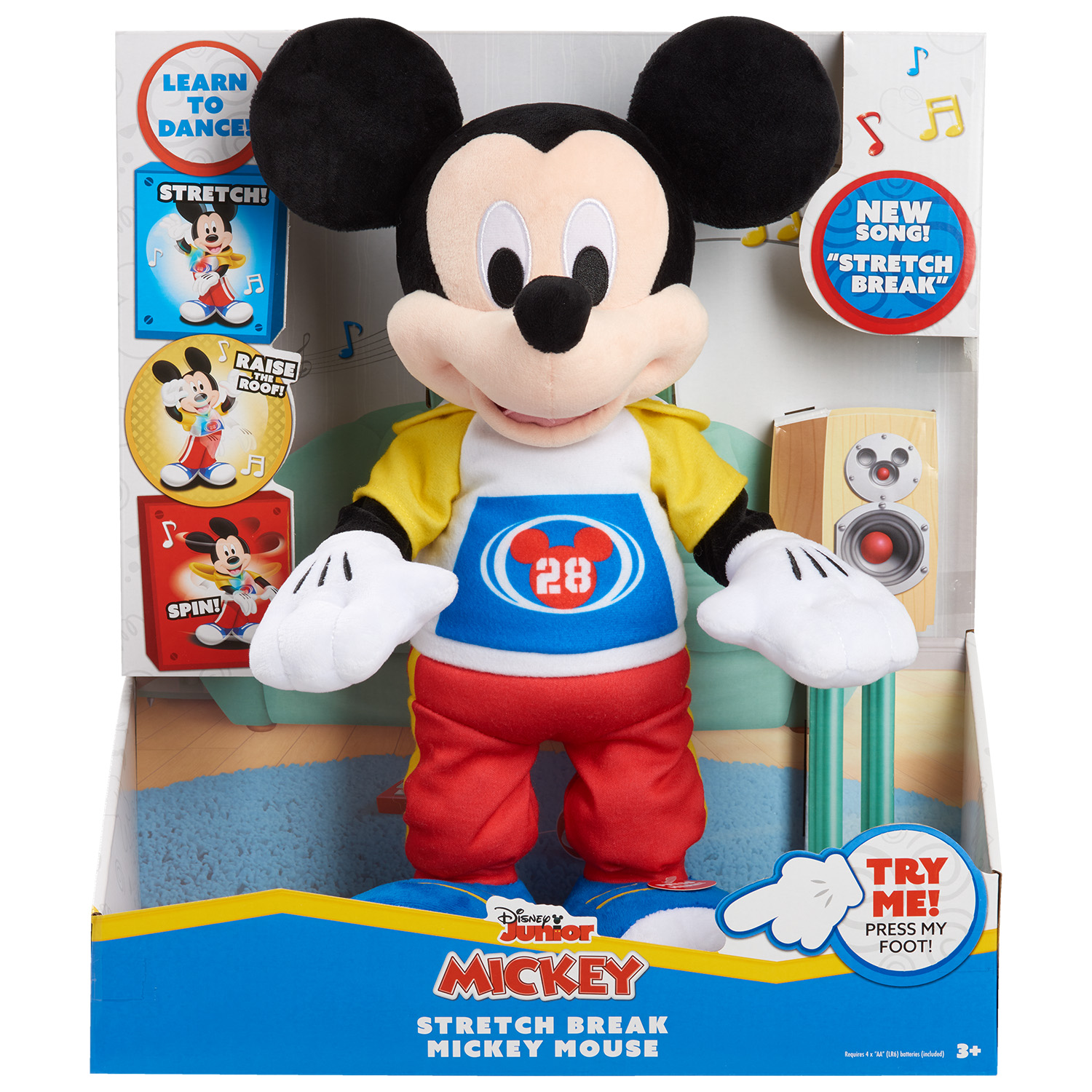 12418- Mickey Mouse Stretch Break Feature Plush- In Package (1